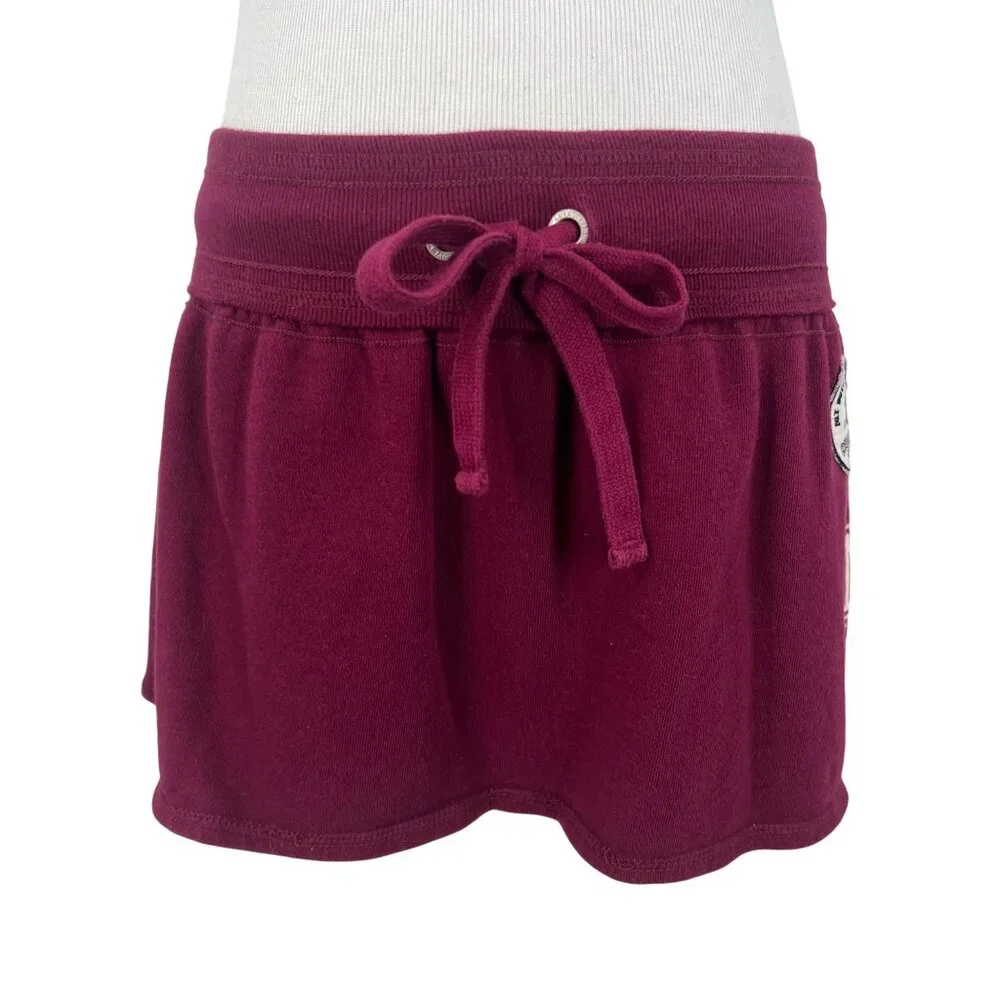 RARE Vintage Y2K Victoria's Secret PINK Burgundy Logo Mini Skirt - Picture 2 of 16